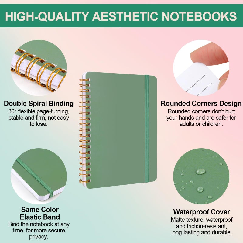 Utron 3 PCS Small Spiral Notebook 5x7  Notebooks for Note Taking  Morandi Spiral Journal Notebook  Work Notebook Small Notebooks 5x7 with Strap  Cute Notebooks for Women 70 Sheets/Note Books - Image 3